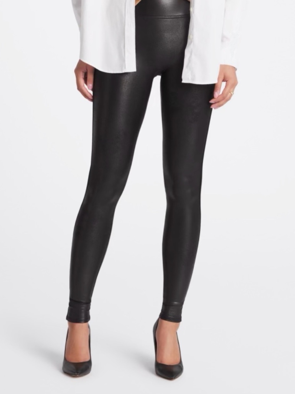 SPANX Black Faux Leather High-Waist Leggings